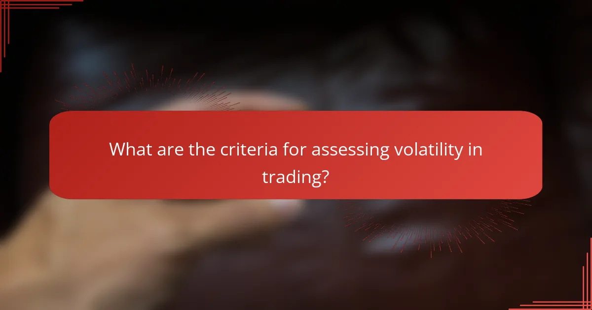 What are the criteria for assessing volatility in trading?