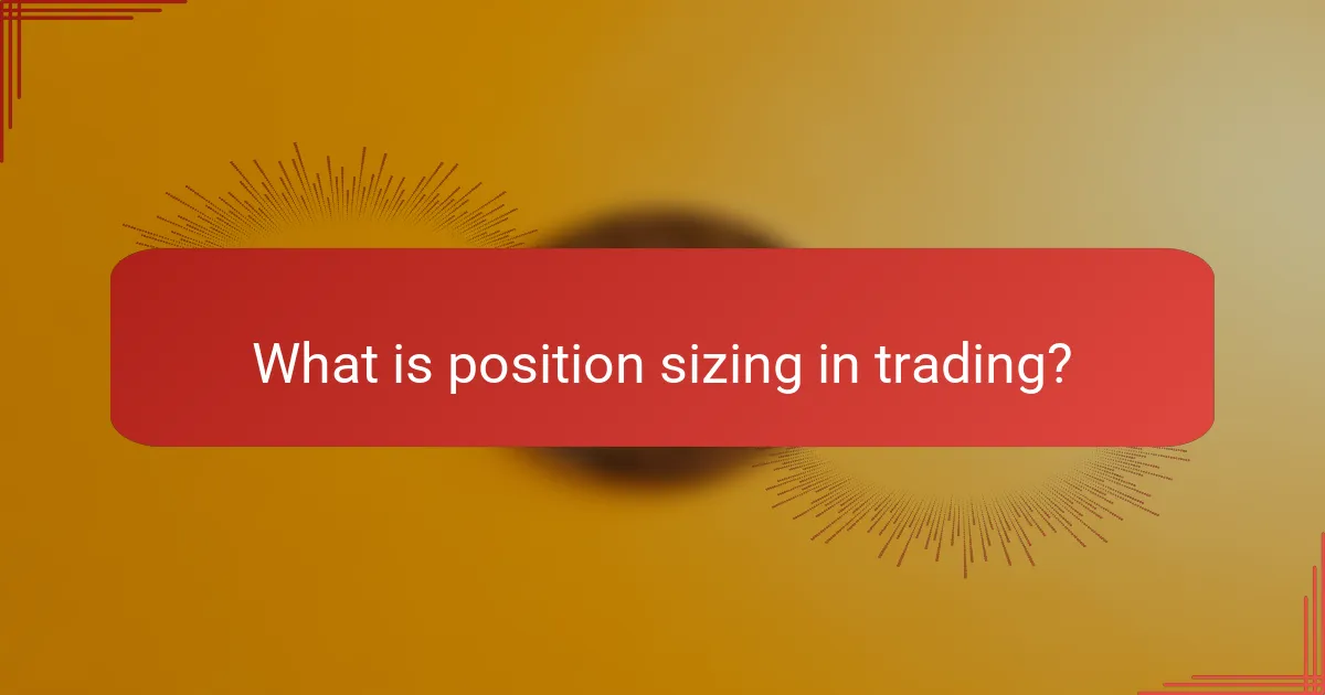 What is position sizing in trading?